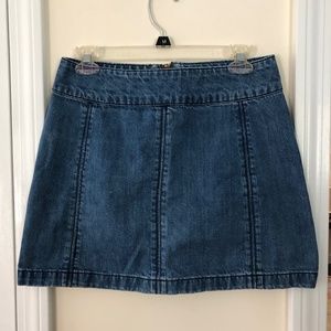 Free People Back Zip Denim Skirt